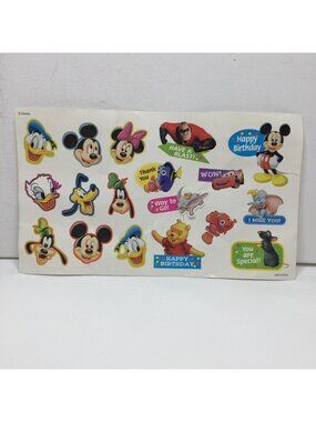 Vintage Disney Sticker Sheet Mickey Minnie Donald Goofy Pluto Dumbo Nemo Remi
